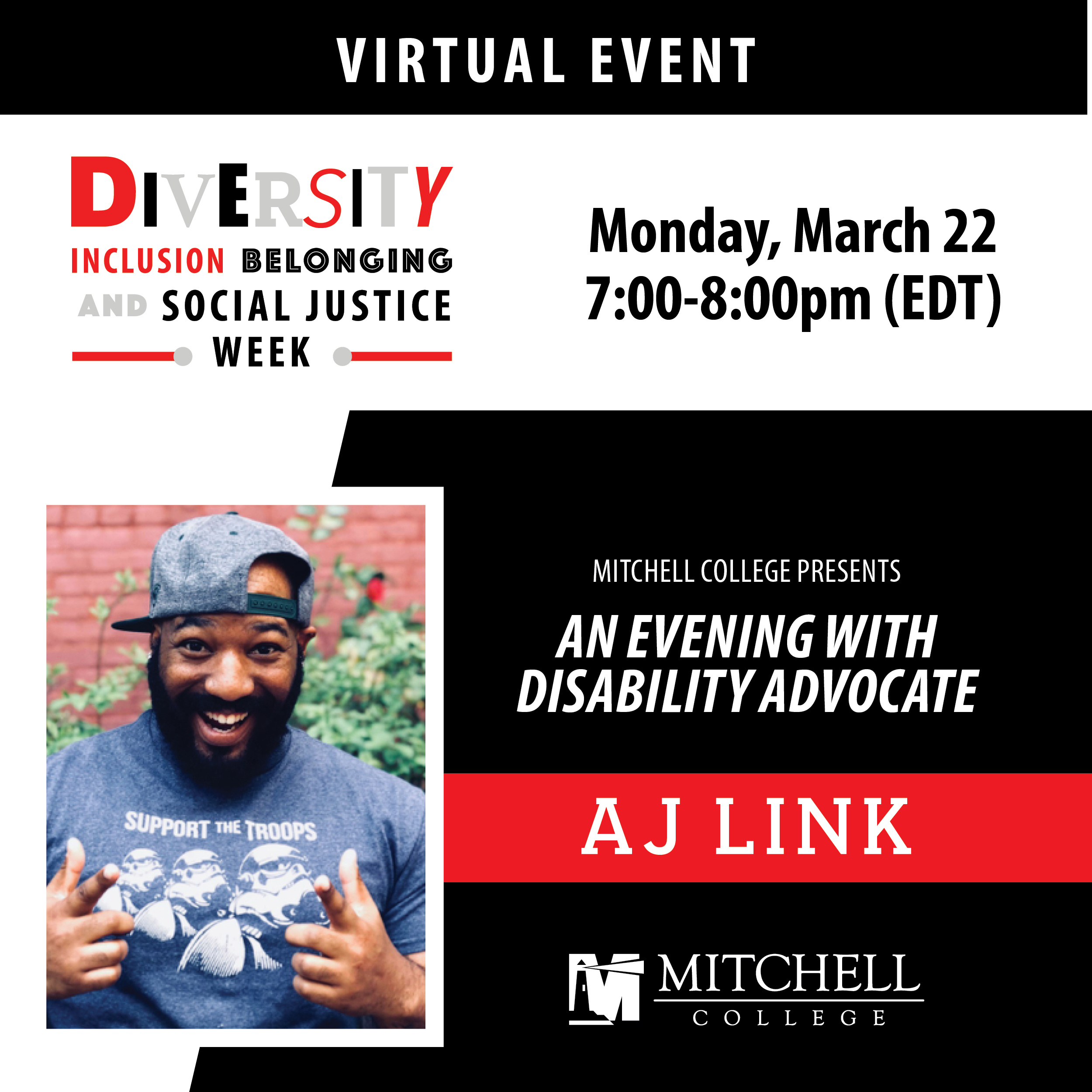 Virtual speaker event an evening with disability advocate aj link