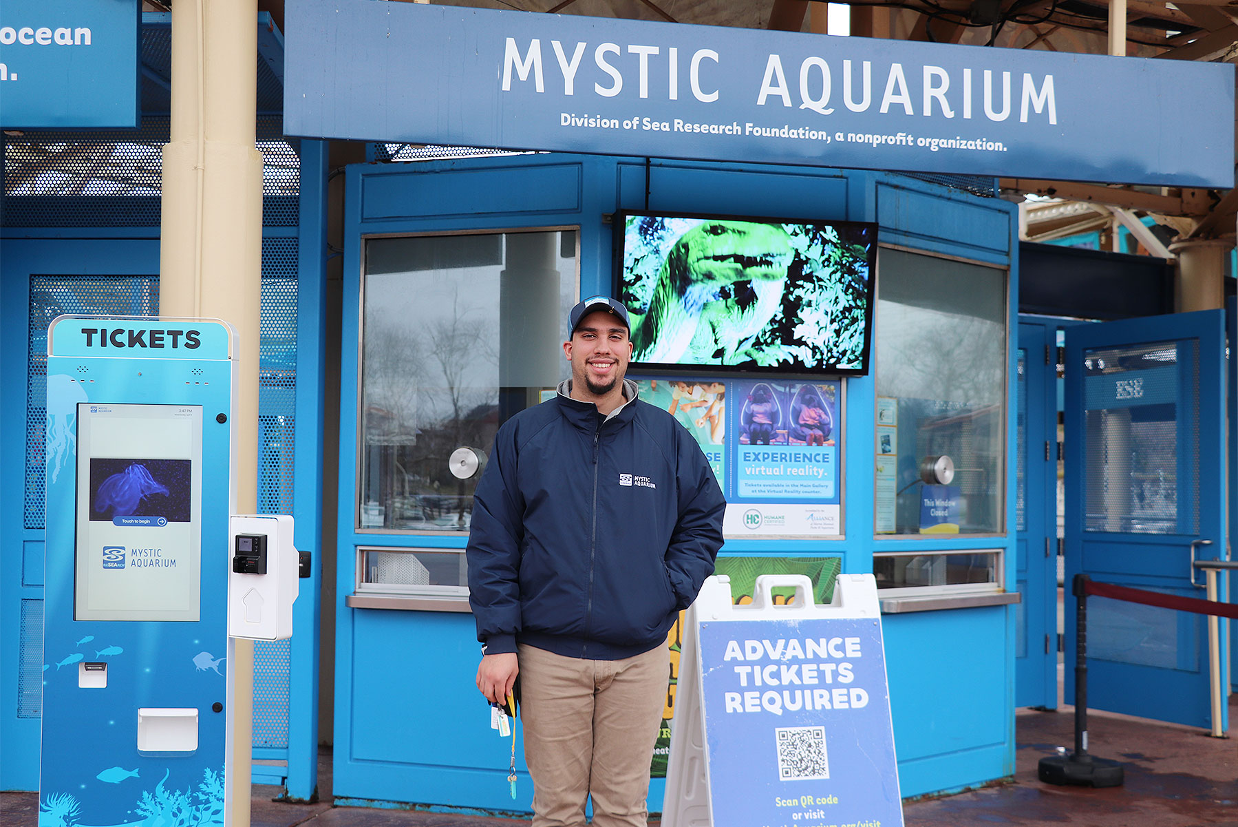 Student intern Dev Surprenant at Mystic Aquarium