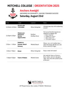 Orientation and Move-in, Mitchell College