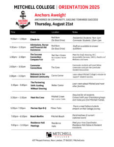 Orientation and Move-in, Mitchell College