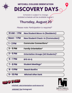 Orientation and Move-in, Mitchell College